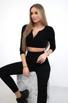 Ribbed crop top set in black