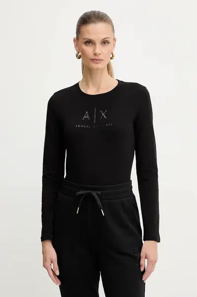 Tričko s dlouhým rukávem Armani Exchange černá barva, XW001365 AF16294