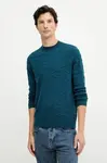 Svetr s příměsí vlny Armani Exchange tyrkysová barva, XM001560 AF11982