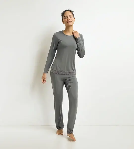 DIM MODAL PYJAMAS SET - Women's Modal Pajamas - Grey