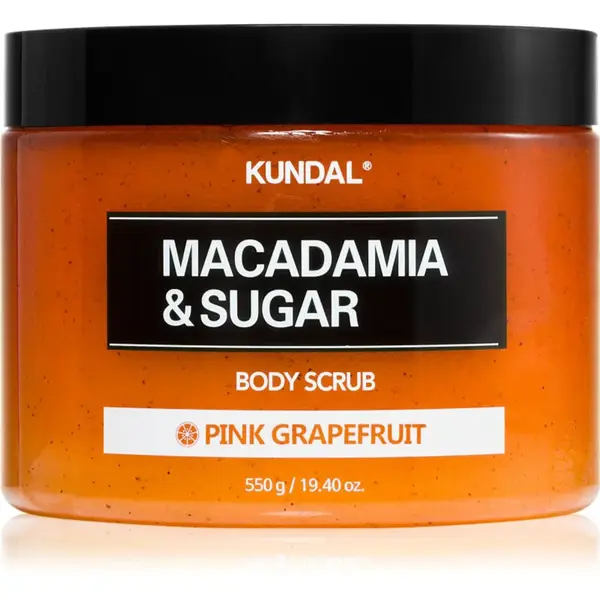 KUNDAL Macadamia & Sugar Body Scrub Pink Grapefruit jemný tělový peeling se zklidňujícím účinkem 550 g