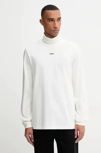 Bavlnené tričko s dlhým rukávom HUGO Daporollo