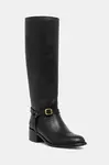 Kožené čižmy Polo Ralph Lauren Riding Boot čierna farba, na plochom podpätku, 818963422002