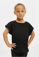 Girls' organic T-shirt with extended shoulder black