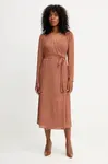 Šaty Silvian Heach HARGA hnědá barva, midi, GPA25415VE