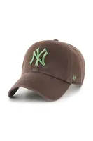Bavlněná baseballová čepice 47 brand MLB New York Yankees hnědá barva, B-NLRGW17GWS-BWI