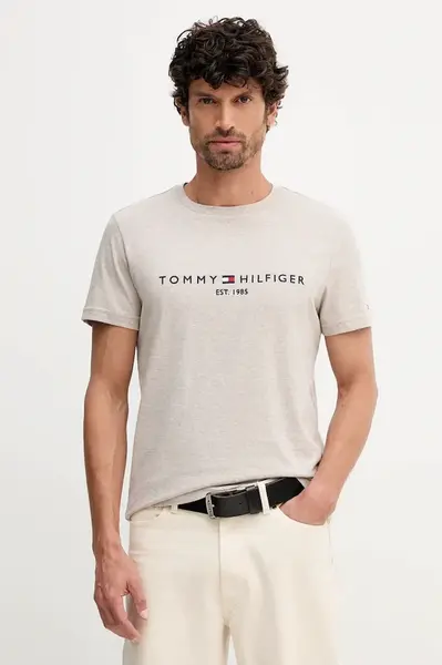 Bavlněné tričko Tommy Hilfiger pánské, modrá barva, s aplikací, MW0MW11797