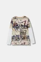 Detská bavlnená košeľa s dlhým rukávom Guess