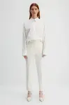 Trendyol x Kevser Sarıoğlu Ecru tkané nohavice s vysokým pásom