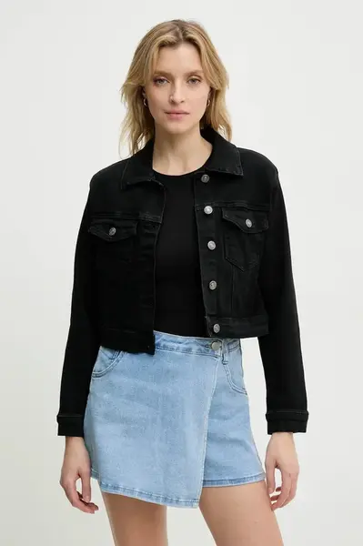 Džínová bunda Answear.LAB černá barva, přechodná