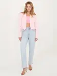 Světle růžový krátký blazer s brož