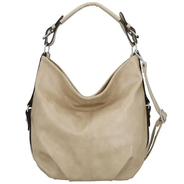 Stylová dámská koženková kabelka na rameno Tripa, tmavě béžová