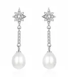 Agato Překrásné visací náušnice se zirkony a perlou AGT-E090PW-P