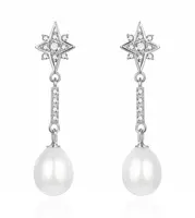 Agato Překrásné visací náušnice se zirkony a perlou AGT-E090PW-P