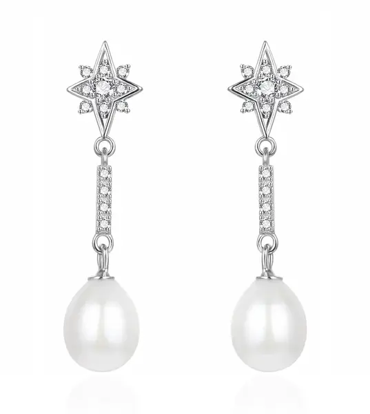 Agato Překrásné visací náušnice se zirkony a perlou AGT-E090PW-P
