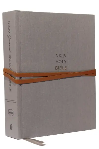 NKJV, Journal the Word Bible, Cloth over Board, Gray, Red Letter, Comfort Print - Thomas Nelson