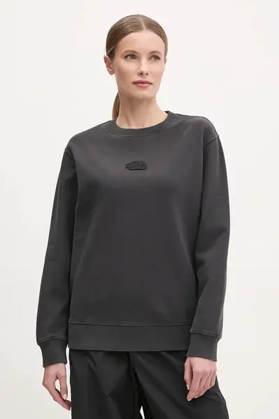 Bavlněná mikina The North Face Nature Relaxed dámská, šedá barva, s aplikací, NF0A8BVXJK31