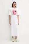 Bavlněné šaty Fiorucci Lollipop Mouth Print Maxi T-Dress bílá barva, maxi, W02SPDTS108CJ01WH03