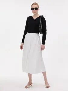 Krémová midi sukně ORSAY