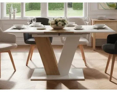 Rozkládací jídelní stůl Siena 110x70 cm, bílý/dub artisan