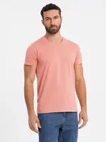 Ombre BASIC men's classic cotton tee-shirt with a v-neck - pink