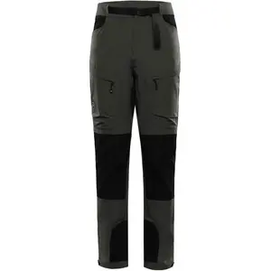 ALPINE PRO AKAN 2 Pánske softshellové nohavice, tmavo zelená, veľkosť