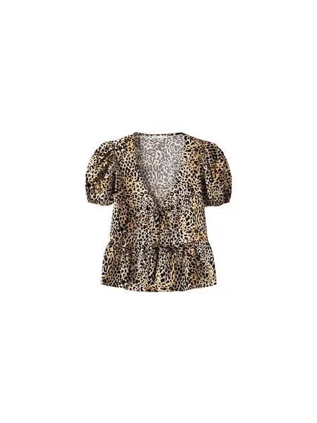 Bershka Tričko  béžová / farba ťavej srsti / čierna