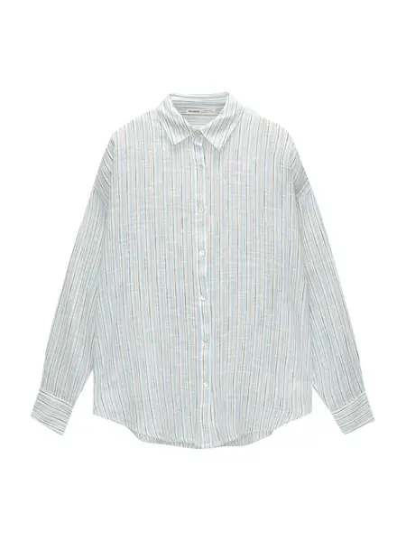 Pull&Bear Blúzka  svetlomodrá / čierna / biela