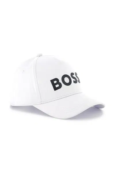 Dětská bavlněná kšiltovka BOSS bílá barva, s aplikací, J51681