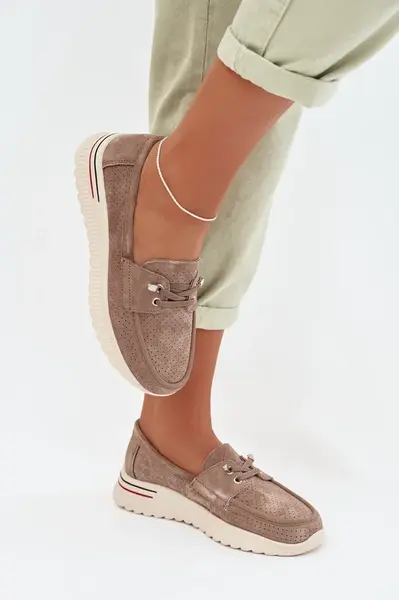 EVENTO Béžové Semišové Mokasíny