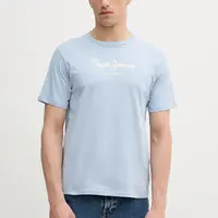 Bavlněné tričko Pepe Jeans pánské, modrá barva, s potiskem, PM509979