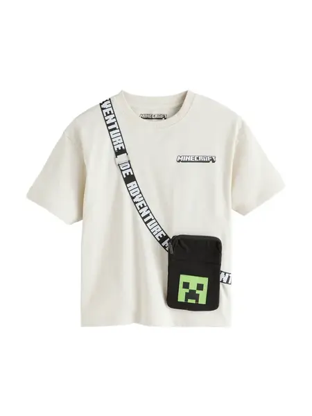 Next Tričko 'Minecraft'  kamenná / čierna