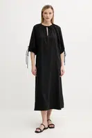 Bavlněné šaty Samsoe Samsoe SALAGO černá barva, midi, oversize, F25200072