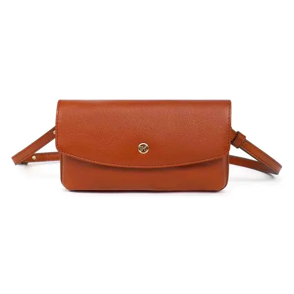 Dámská kožená kabelka na mobil a doklady Hexagona Anee - koňak