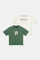 Dětské bavlněné tričko Emporio Armani 2-pack béžová barva, s potiskem, EB000318 AF13913