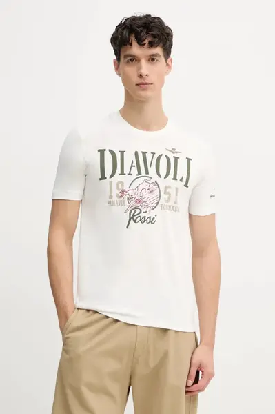 Bavlněné tričko Aeronautica Militare bílá barva, s potiskem, TS2422J686