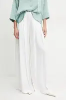 Kalhoty BOSS dámské, bílá barva, široké, high waist, 50540618