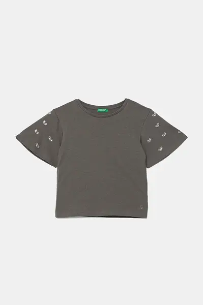 Dětské bavlněné tričko United Colors of Benetton šedá barva, 3MI5C10O1