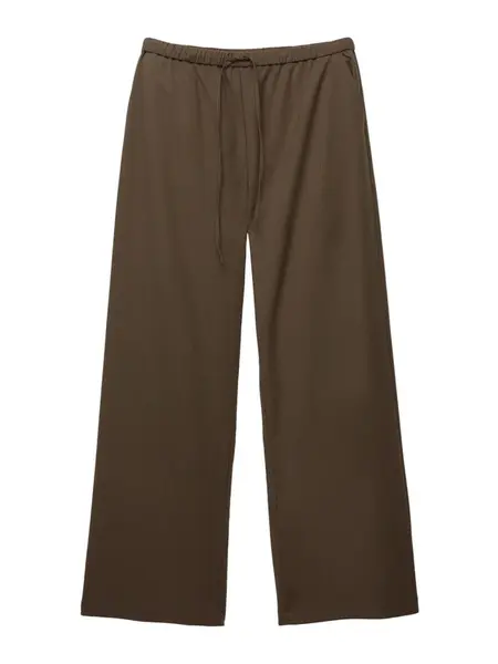 Pull&Bear Nohavice  hnedá / biela