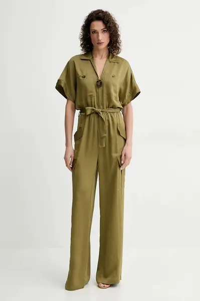 Overal Simona Corsellini zelená barva, s límečkem, P25CPTU001