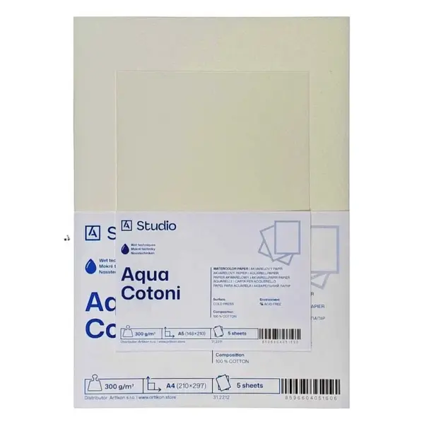 Akvarelový papír Aqua Cotoni 300g A4, 5 listů