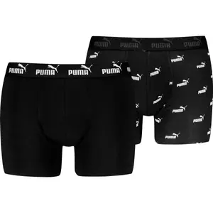 Puma ELEMENTS MEN LOGO PRINT BOXERS 2P Pánské boxerky, černá, velikost