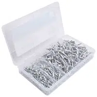 Trhací nýty hliník-ocel, 3.2 x 6.4 mm - 4.8 x 17.7 mm, plochá hlava, sada 400 ks - ASTA
