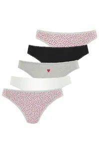 LASCANA Tangá  sivá melírovaná / červená / čierna / biela