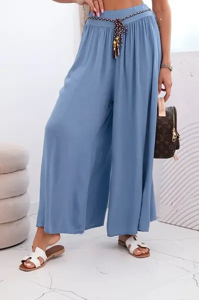 Kesi Włoski Dámske viskózové nohavice so širokými nohavicami Denim