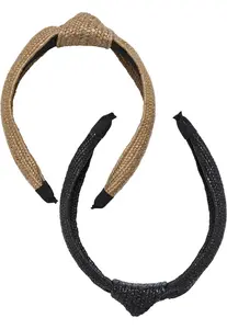 Braid Bast Headband 2-Pack Black/Beige