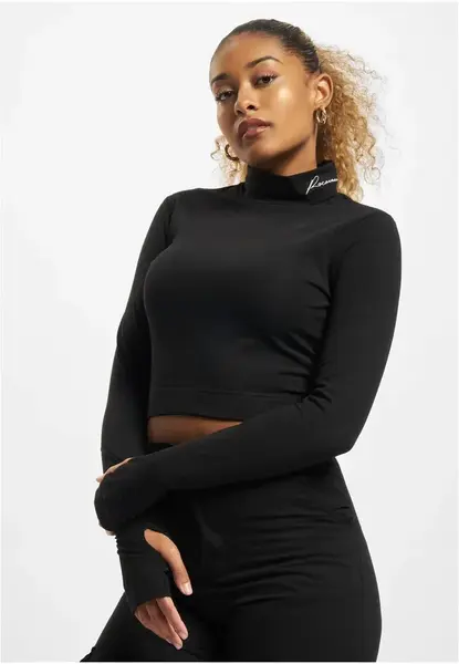 Čierny crop top s dlhým rukávom