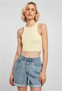 Women's T-shirt Cropped Rib Top soft yellow