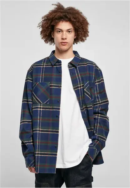 Checkered mountain shirt navy blue/bottle green