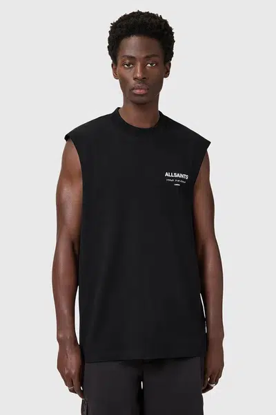 Bavlněný top AllSaints UNDERGROUND černá barva, M038PC